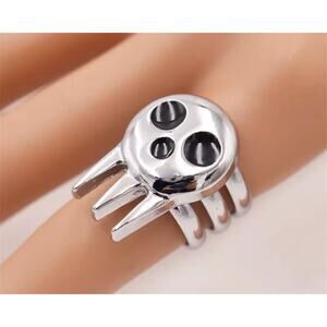 Soul Eater Skull Logo Adjustable Ring - Silver Tone